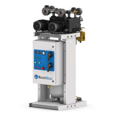 Lubricated Rotary Vane Laboratory Vacuum Duplex Vertical Mount Basic (PLC) Control System 1.5 -HP View Front Angle