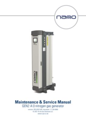 The maintenance and service manual for the GEN2 i4.0 range of nitrogen generators