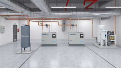 Plant room NFPA with scroll medical air & Magnis vacuum system