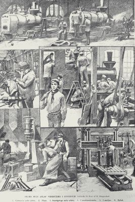 In 1888, a journalistic artist visited Atlas' workshops and became inspired by the heroic of locomotive building.