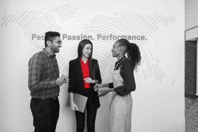 Employees interacting in the office