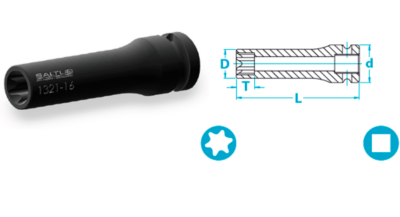 Comb Sockets long for Torx, Tool accessories, Socket and bits, Saltus