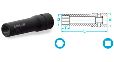 Comb Sockets long surface guided, Tool accessories, Socket and bits, Saltus