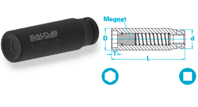 Comb Sockets semi long spring magnet, Tool accessories, Socket and bits, Saltus