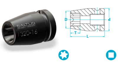 Comb Sockets short for Torx, Tool accessories, Socket and bits, Saltus