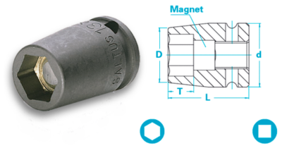 Comb sockets short magnet, Tool accessories, Socket and bits, Saltus