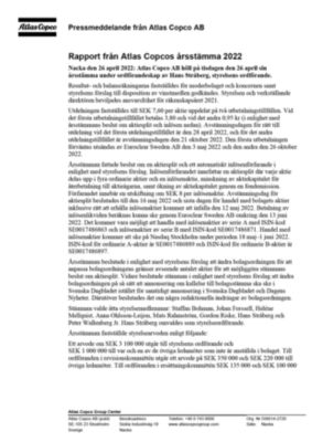 20220426 Rapport från Atlas Copcos årsstämma 2022