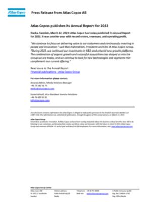 20230322 Atlas Copco publishes its Annual Report for 2022