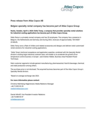 20240404 Belgian specialty rental company has become part of Atlas Copco Group 