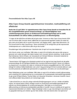 20240425 Atlas Copco Group Awards uppmärksammar innovation, marknadsföring och effektivitet
