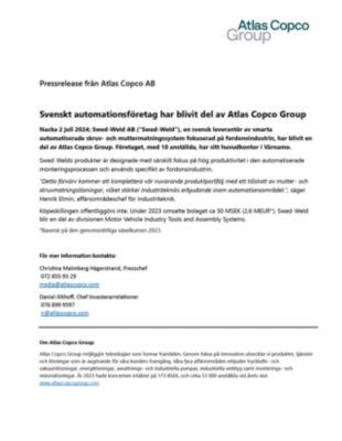 20240702 Svenskt automationsföretag har blivit del av Atlas Copco Group