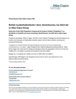20240723 Brittisk tryckluftsdistributör i Kent, Storbritannien, har blivit del av Atlas Copco Group