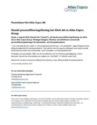 20240802 Danskt processfiltreringsföretag har blivit del av Atlas Copco Group