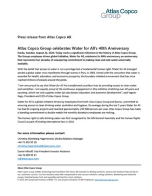 20240822 Atlas Copco Group celebrates Water for All's 40th Anniversary