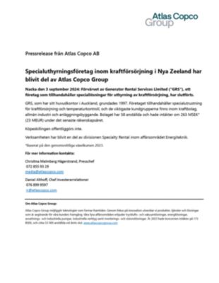 20240903 Specialuthyrningsf retag inom kraftf rs rjning i Nya Zeeland har blivit del av Atlas Copco Group