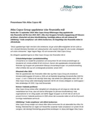 20240912 Atlas Copco Group uppdaterar icke-finansiella mål