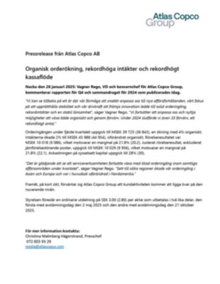20250128 Organisk orderökning, rekordhöga intäkter och rekordhögt kassaflöde