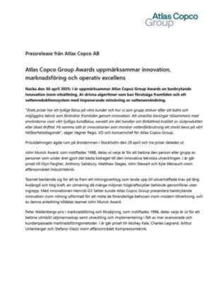 20250429 Atlas Copco Group Awards uppmärksammar innovation, marknadsföring och operativ excellens