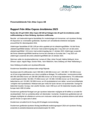 20250429 Rapport från Atlas Copcos årsstämma 2025
