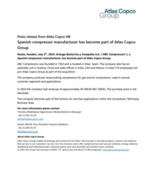 20250704 - en - Spanish compressor manufacturer has become part of Atlas Copco Group