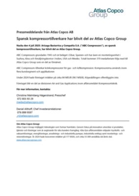 20250704 - se - Spansk kompressortillverkare har blivit del av Atlas Copco Group
