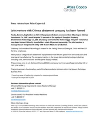 20250902 Joint venture with Chinese abatement company has been formed
