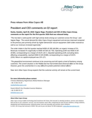 20260428 President and CEO comments on Q1 report