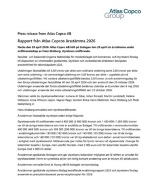20260428 Rapport från Atlas Copcos årsstämma 2026