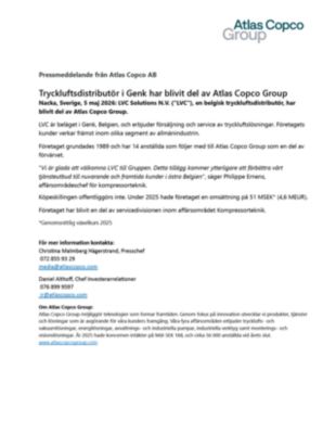 20260505 Tryckluftsdistributör i Genk har blivit del av Atlas Copco Group