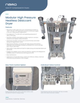 DHC Modular High Pressure Heatless Desiccant Dryer Brochure in English for USA