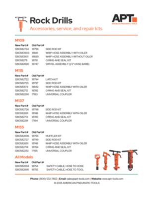 APT Rock Drills Accessories, Service, and Repair Kits