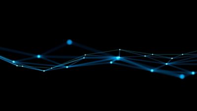 Blue abstract digital technology background with network connection lines., 3d model and illustration.