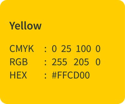 A yellow accent color with color codes