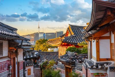 sunset at Bukchon Hanok Village seoul south korea