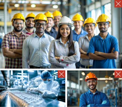 Different examples of AI-generated imagery of people