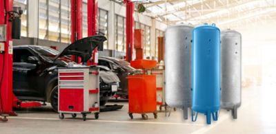 Air receiver in automotive workshop applications