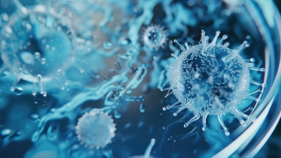 Close up macro abstract photo of pandemic viruses or bacterial growth in Petri dish as medical science and biotechnology background