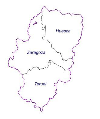 Provincias de Aragon. Huesca, Zaragoza, Teruel