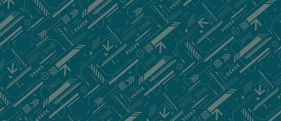 Design overlay with a pattern of arrows and shapes on a dark background