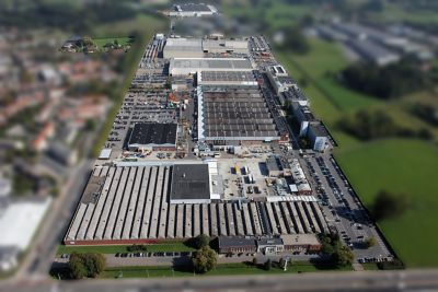 Aerial view on the Atlas Copco Product Company Antwerp premises in Belgium. Airpower NV.