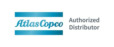 Atlas Copco authorized distributor logotype, horizontal, on white background