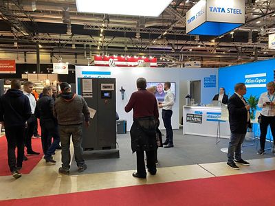 Atlas Copcon messuosasto E529 vuoden 2022 Alihankinta-messuilla.