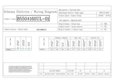 Electrical diagram for the NCS 0081 model of process chillers