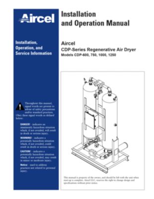 nano aircel CDP Critical Dew Point Heatless Desiccant Dryer (600 to 1250 scfm) User Guide Manual
