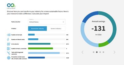 A screenshot example of Atlas Copco CO2 calculator