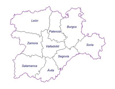 Provincias de Castilla y Leon. Leon. Palencia. Burgos. Soria. Zamora. Valladolid. Segovia. Salamanca. Avila