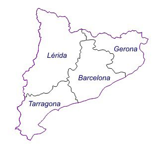 Provincias de Cataluña, Lerida, Gerona, Barcelona, Tarragona