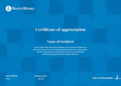 Landscape certificate in blue pattern background
