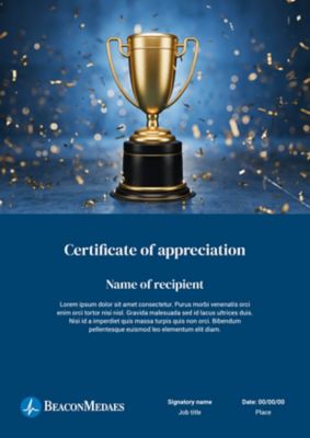 A4 verticale certificate in dark blue and visual