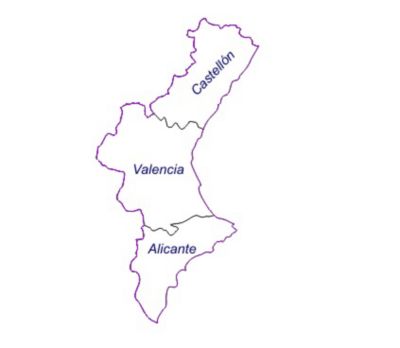 Provincias de Comunidad Valenciana. Castellón, Valencia, Alicante